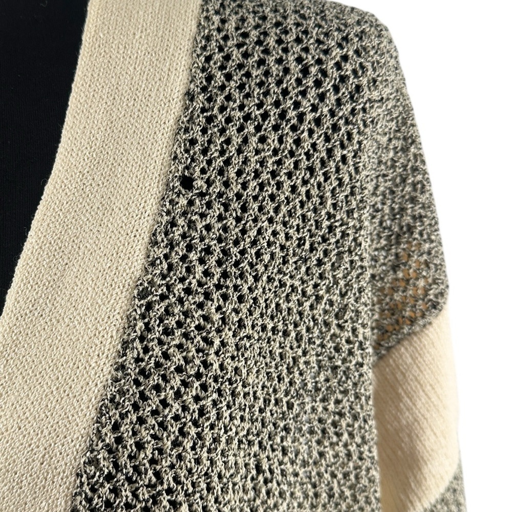 Holt Renfrew cardigan open knit neutral sweater luxury wool rayon vintage sz 3X - Picture 5 of 8